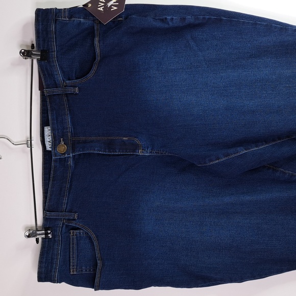 New AVA & VIV Skinny Dark Wash Stretch Blue Jeans Size 22W Inseam 27.5 - Picture 5 of 16